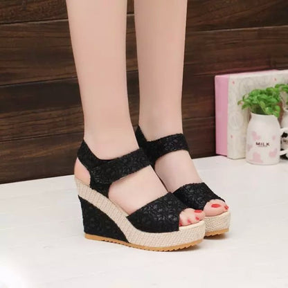 Wedge Sandals Women Summer Open Toe Fish Head Sandals Platform High Heels Women Shoes Size 35-41