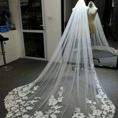 Women's Fashion Lace Long Solid Color Veil