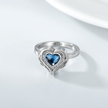 .925 Sterling Silver Angel Wing Heart Cremation Urn Ring