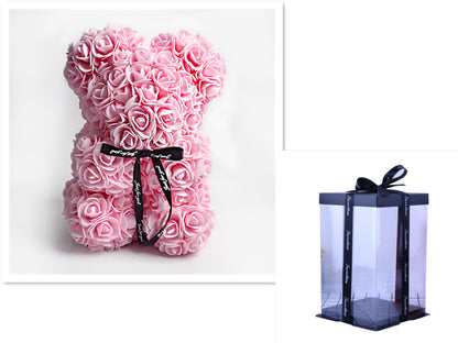 Regalo del Día de San Valentín Oso Rosa Flor Eterna Oso de Peluche Rosa Oso de Espuma PE 25 cm Día de San Valentín