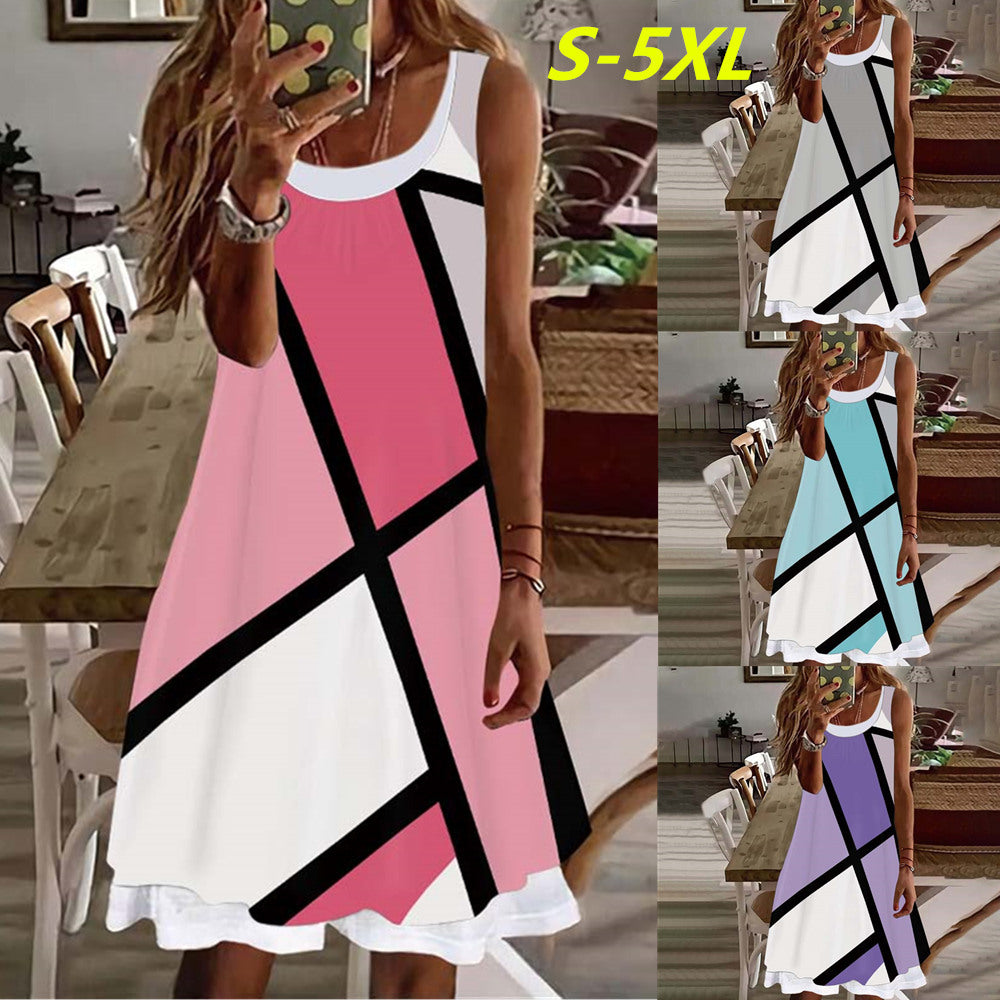 Sleeveless Geometric Print Dress