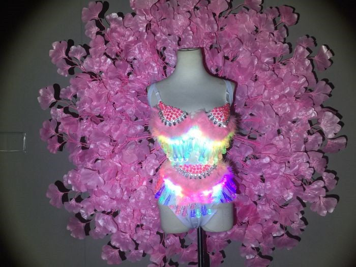 Traje de ala de hoja de flor luminiscente LED