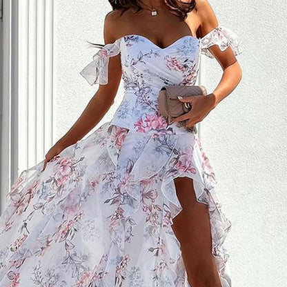 New Hot Girl Off-shoulder Sleeveless Split Waist Skirt