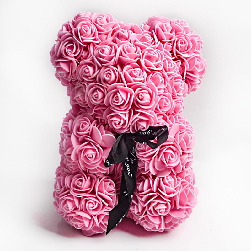 Regalo del Día de San Valentín Oso Rosa Flor Eterna Oso de Peluche Rosa Oso de Espuma PE 25 cm Día de San Valentín