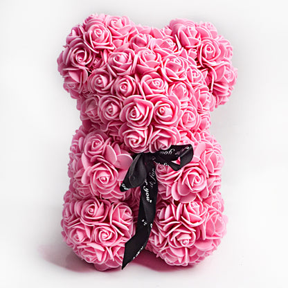 Regalo del Día de San Valentín Oso Rosa Flor Eterna Oso de Peluche Rosa Oso de Espuma PE 25 cm Día de San Valentín