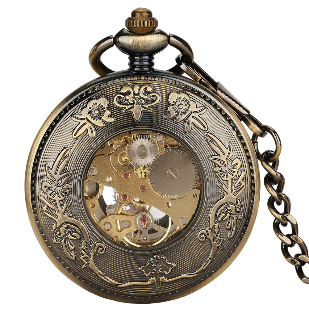 Hollow Ball Flip Mechanical Pocket Watch