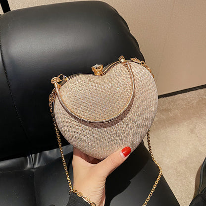 Bolso de mano con forma de corazón de melocotón, bandolera con cadena, nueva moda