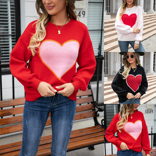 Round Neck Love Sweater  Plus Size