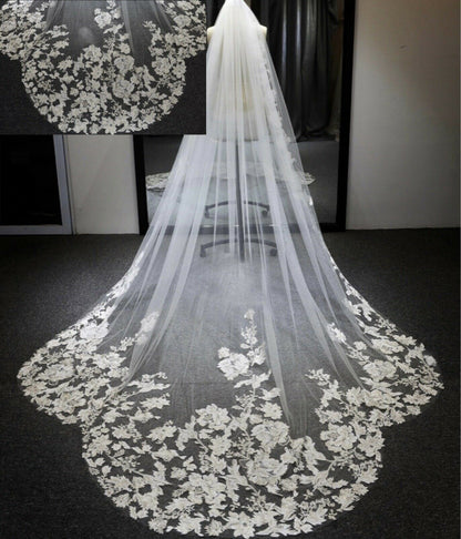 Women's Fashion Lace Long Solid Color Veil