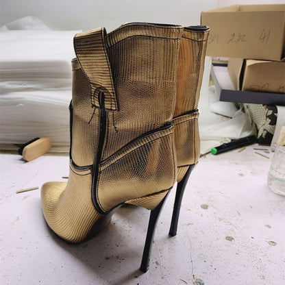 Pointed Toe Sleeve Stitching High Heel Women's Boots