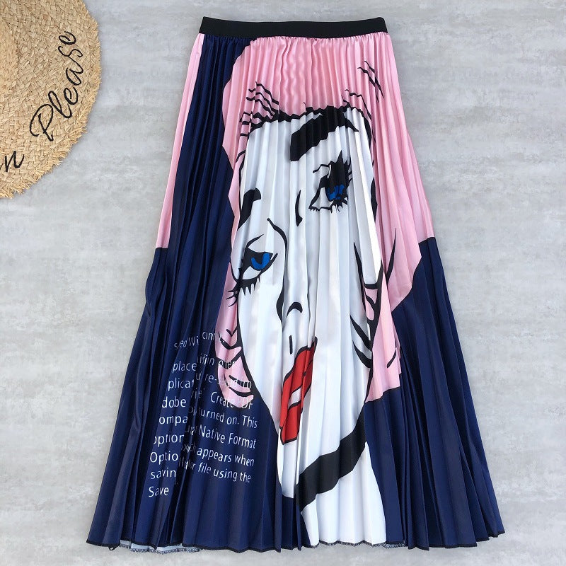 Multi-Color Flowing Pleated Mid-Skirt