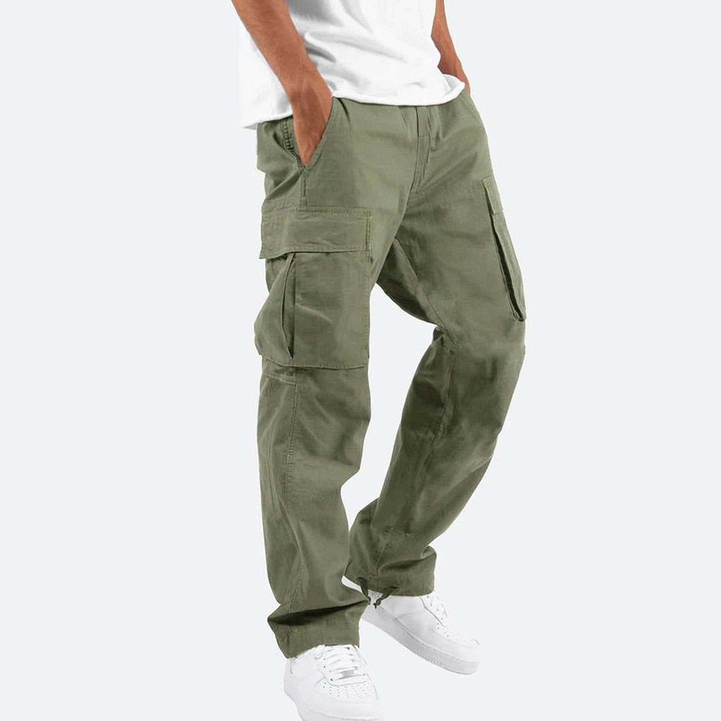 Workwear Drawstring Multi-pocket Casual Pants