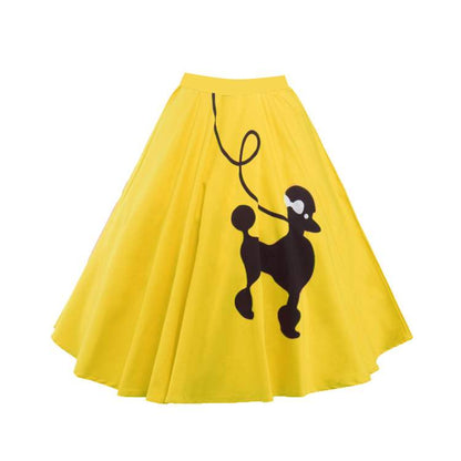 Retro Poodle Print Big Skirt