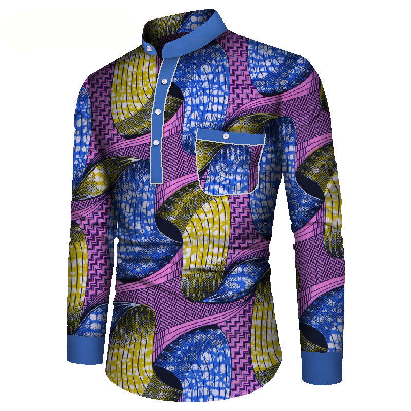 African Long Sleeve Men's Printed Casual Shirt