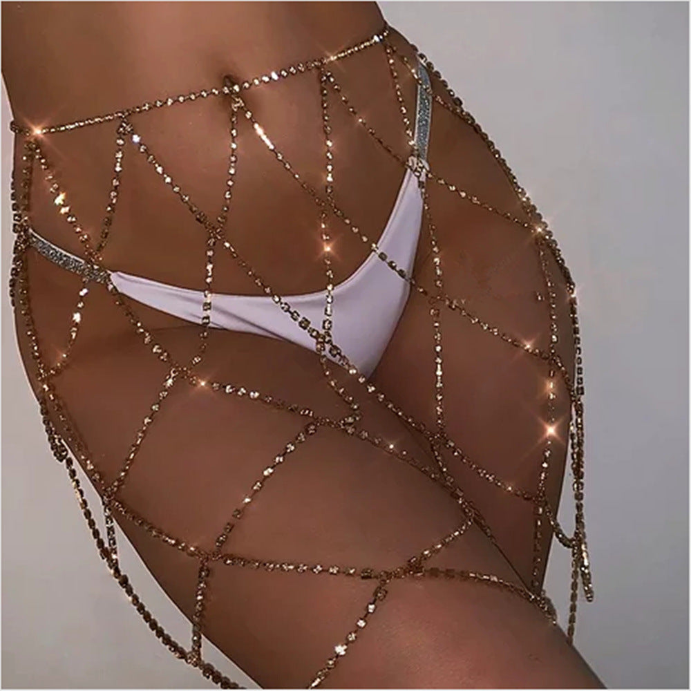 Rhinestone Mesh Body Crystal Waist Chain