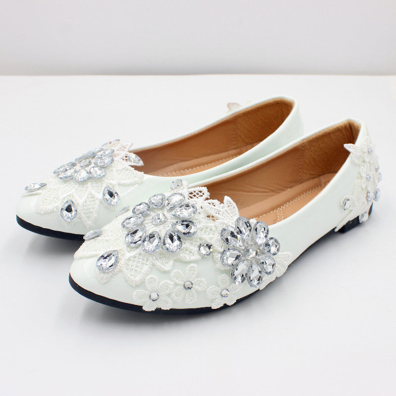 White Low Heeled Shoes (Flat, 3cm, 5cm or 8cm Heel)