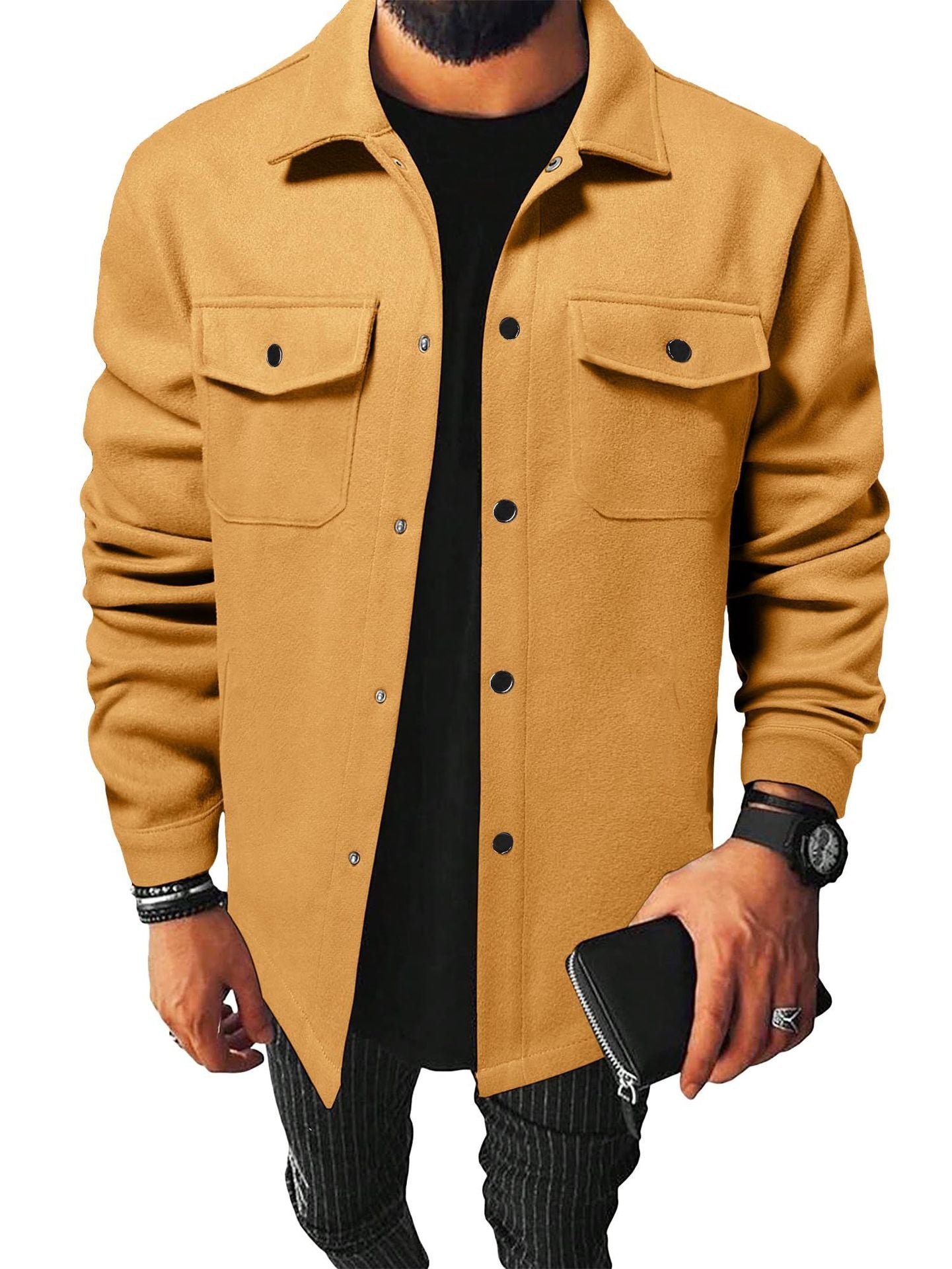 Casual Men's Brushed Shirt / Jacket