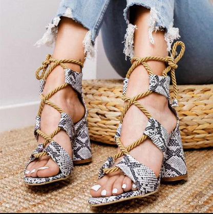 Women Pumps Lace Up High Heels Women Gladiator Sandals For Party Wedding Shoes Woman  Sandals Thick Heels Chaussures Femme