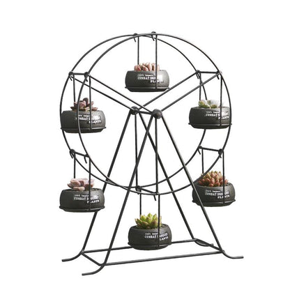 00 Ferris Wheel-stand with 6 Cement Succulent Plant Pots