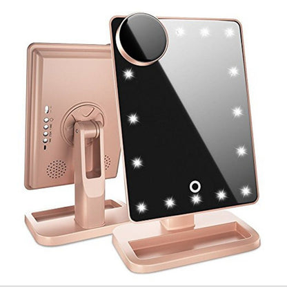 Touch Screen Makeup Mirror W/20 LED Light Bluetooth Music Speaker