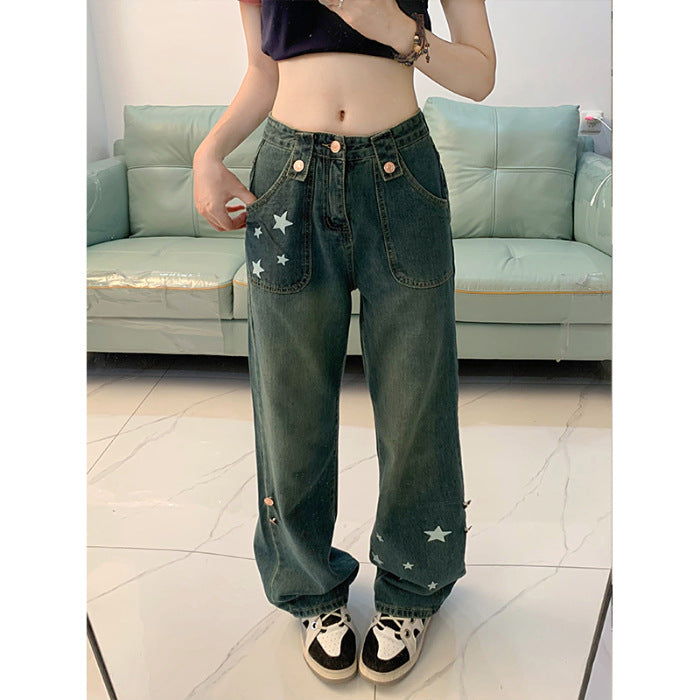 American-style Retro High Waist Jeans