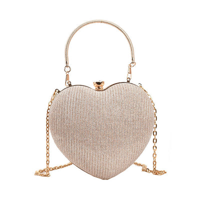 Bolso de mano con forma de corazón de melocotón, bandolera con cadena, nueva moda