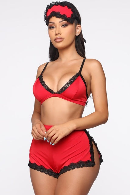 Conjunto de sujetador de encaje de lencería sexy para dormir