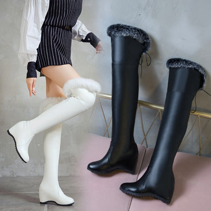 Thigh High Wedge Over The Knee Heels w/Fur Plush