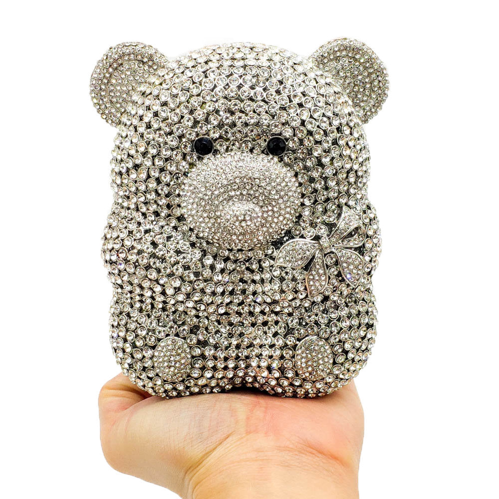 Bolso de noche para mujer con embrague de fiesta y diamantes de oso