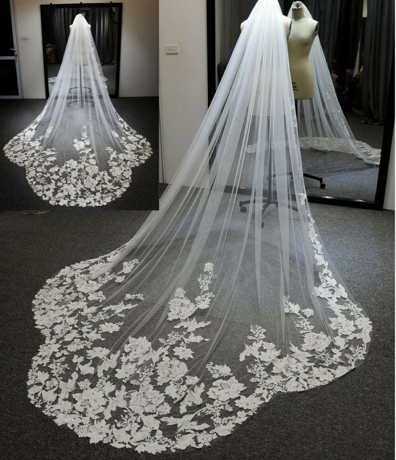 Women's Fashion Lace Long Solid Color Veil