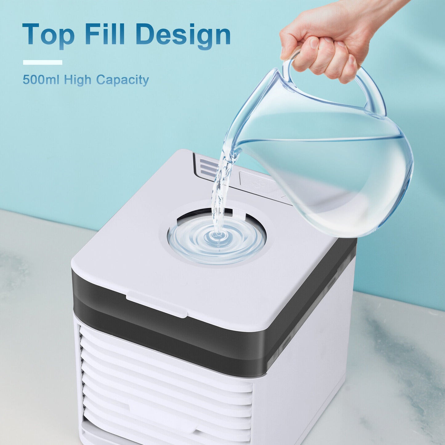 4 In 1 Personal Portable Cooler AC Air Conditioner Unit Air Fan Humidifier 4 In 1 Upgraded Portable Air Conditioner Cooling Fan 3 Speed Home Office Tent