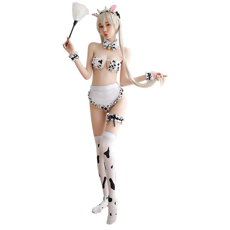 Sexy Lingerie Playful Cute Cow Maid Uniform Set (One Size)