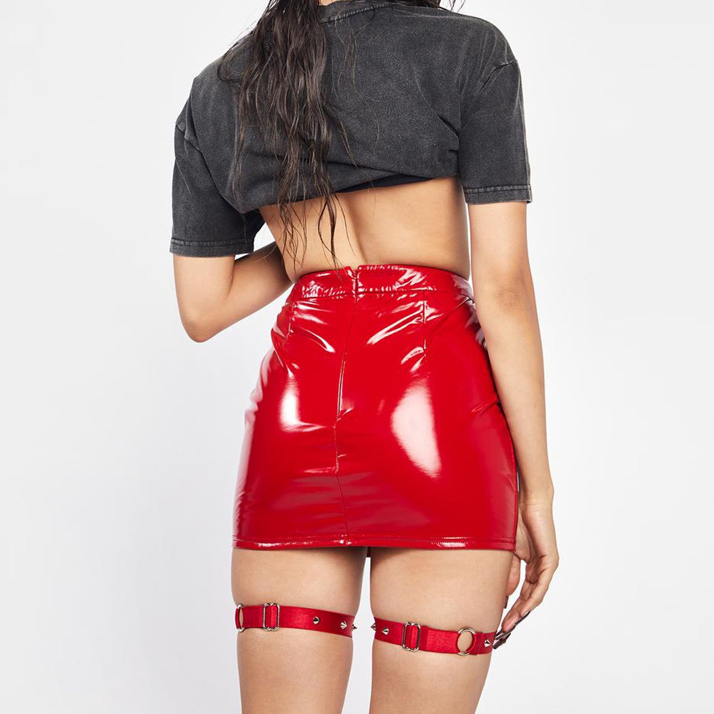 Alluring Leather Trendy Hip Skirt