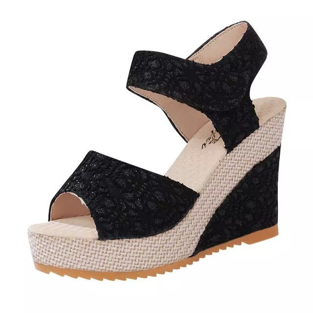 Wedge Sandals Women Summer Open Toe Fish Head Sandals Platform High Heels Women Shoes Size 35-41