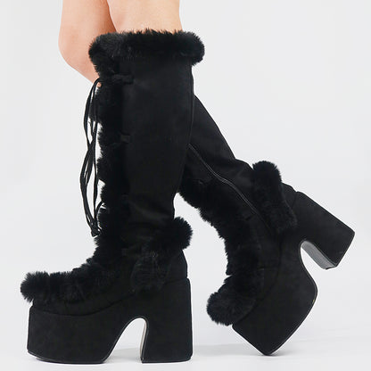 Platform High Heel Mid Tube Boots