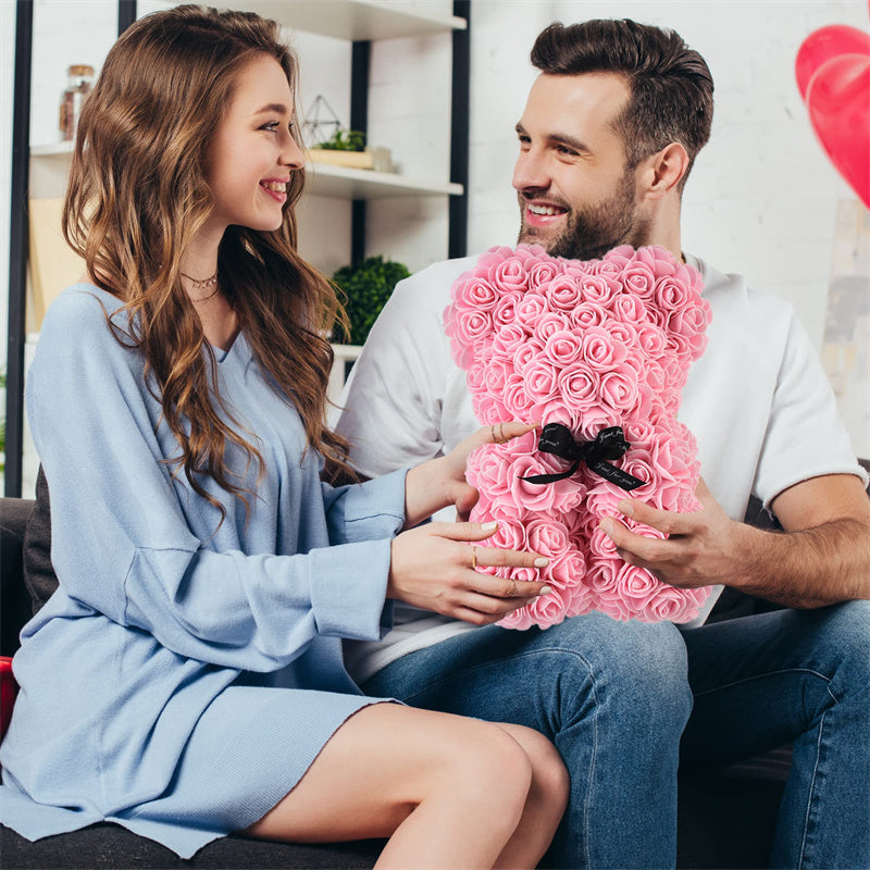 Regalo del Día de San Valentín Oso Rosa Flor Eterna Oso de Peluche Rosa Oso de Espuma PE 25 cm Día de San Valentín