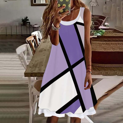 Sleeveless Geometric Print Dress