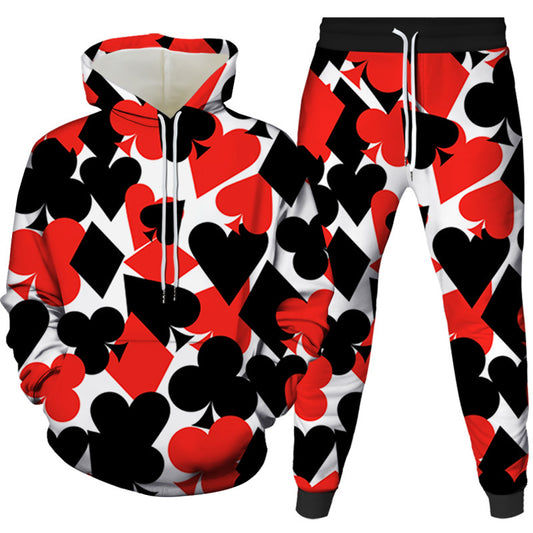 Two-piece Digital Printing Suit Hooded Sweater For Men And Women