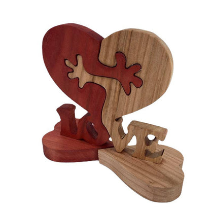 Decoración de madera de escritorio de amor de corazón de madera