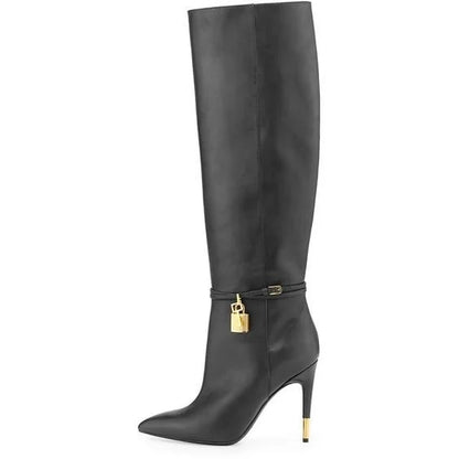 Simple Black Classic Long Boots Female