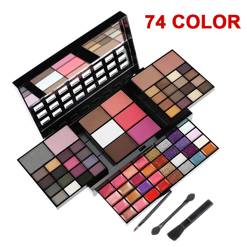 74 Colors Lip, Gloss, Blush, Eyeshadow, Highlight, Combination Set