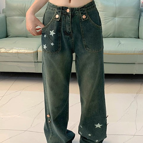 American-style Retro High Waist Jeans