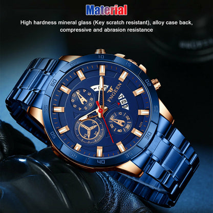 Waterproof Men Quartz Analog Watch Classic Stainless Steel