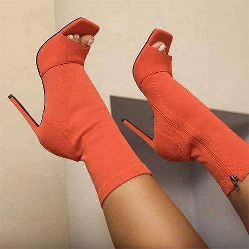 Women Peep Toe Mid Calf Boots