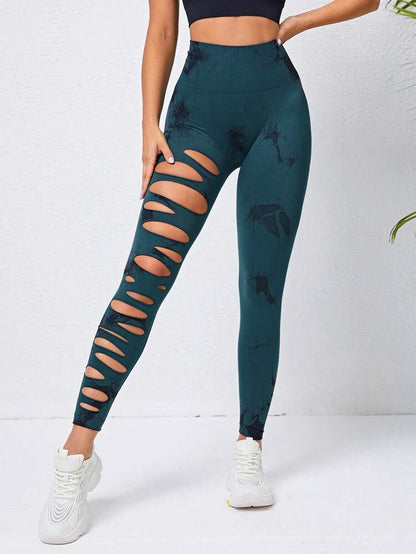 Hollow Tie-dye Fitness Pants