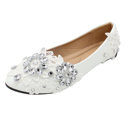 White Low Heeled Shoes (Flat, 3cm, 5cm or 8cm Heel)