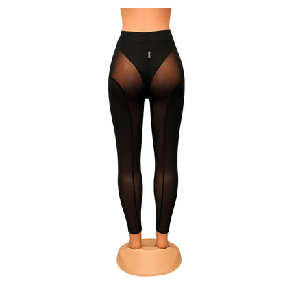 Leggings transparentes de malla ajustados de moda