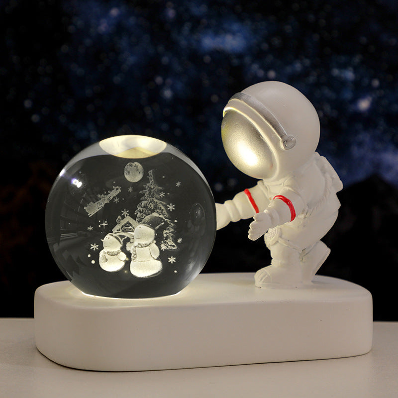 ALMOST 50% OFF!!! Glowing Planetary Galaxy Astronaut Crystal Ball Night Lights USB Power Warm Bedside Light Brithday Gift Night Lamp