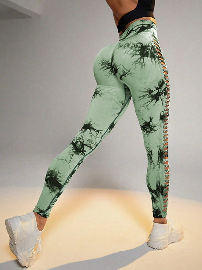 Breathable Quick-drying Hollow Tie-dye Yoga Pants