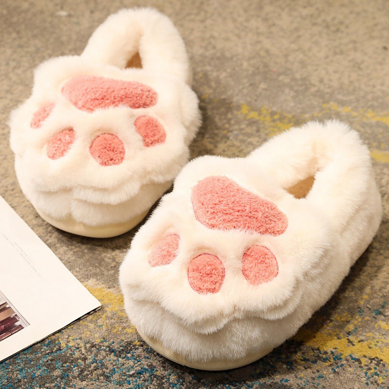 Lindas pantuflas de algodón con garra de gato, pantuflas de felpa